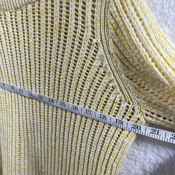 Talbots Womens M Yellow Open Weave Knit Pullover Crewneck  Sweater Minimalist - Picture 5 of 11